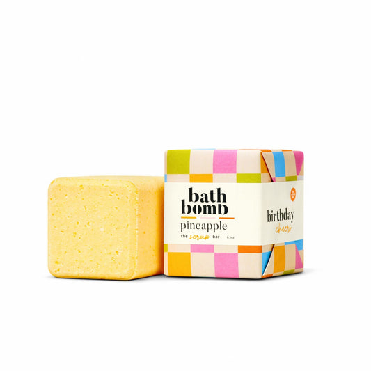 Birthday Cheer pineapple bubble bath bomb, perfect kids bath bombs for playful tub-time fun by The Scrub Bar